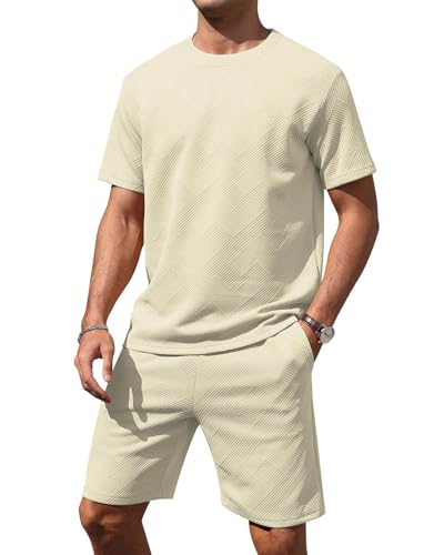 Aiyino Men’s 2-Piece T-Shirt & Shorts Set – Casual Track Suit for Summer