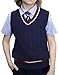 BOBOYOYO Boys Sweater Vest Unisex Cable Knit 100% Cotton Toddler Uniform Vest for Little Big Childrens Kids Teenage Girls Navy