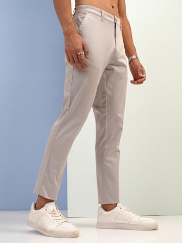 Image of Highlander Men's Slim Fit Formal Trousers | Ankle Length |Smart Trousers for Men | Chino Trousers for Men|Elegant Design | Comfortable Fabric for Daily Work & Formal Occasions