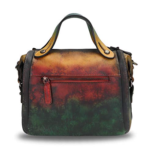 Image of Genuine Leather Satchel Purse for Women Retro Handmade Top Handle Handbag Designer Crossbody Bags
