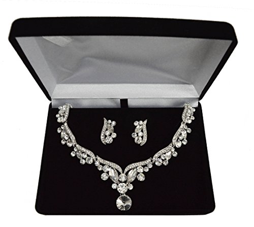 Para mujer GFM Diamantes o cristal Collar y en caja de regalo - sistema del pendiente del Ajustable DMTNKLST07 - BOXED