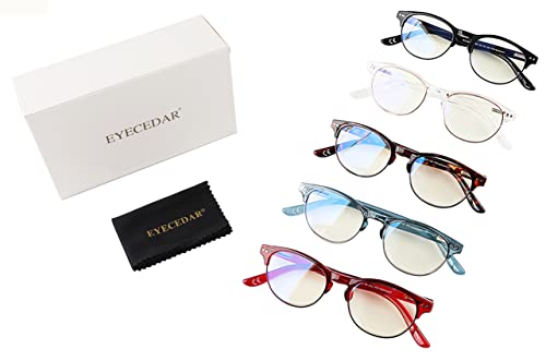 Eyecedar 5-Pack Reading Glasses Women Blue Light Blocking Oval Frame Style Spring Hinges Readers 3.00 #TOP6