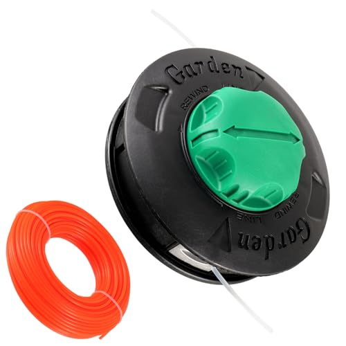 HUAREW M10 x 1,25 Cabezal de repuesto para la izquierda, cabeza de carrete de recortadora, con línea de cuerda de desbrozadora de 30 m y 2,4 mm