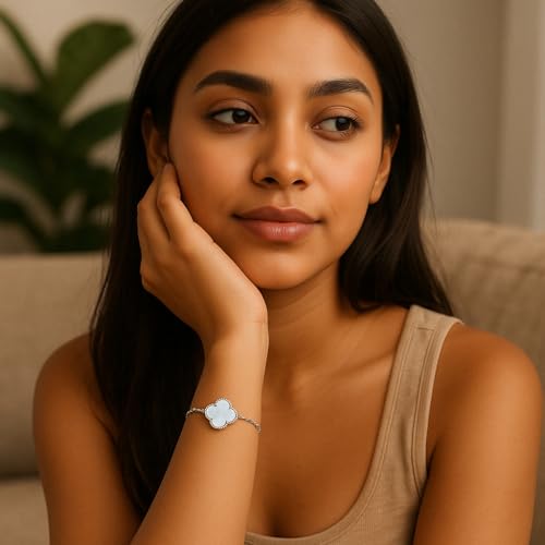 Image of Lucky Charm Clover Bracelet for Women | 925 Sterling Silver with 18K Gold Plating | Adjustable & Anti-Tarnish | Stylish Designer-Inspired Jewelry