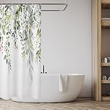 Muuyi Shower Curtain, Waterproof Green Stall Shower Curtain, 3D-Printing Washable Small Shower Curta
