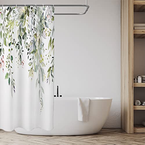 Muuyi Shower Curtain, Waterproof Green Stall Shower Curtain, 3D-Printing Washable Small Shower Curtains For Bathroom, Floral Plant Leaf Shower Curtain With 12 Hooks 36 X 72 Inches #TOP8
