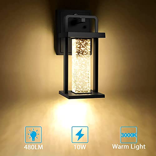 Vdkk Outdoor Wall Lights Fixture-Led Porch Lights Outdoor Wall Lights Exterior,Modern Dusk To Dawn Wall Mount For House With Crystal Glass,Waterproof 10W 480Lm Integrated Sconce,3000K For House Patio #TOP1