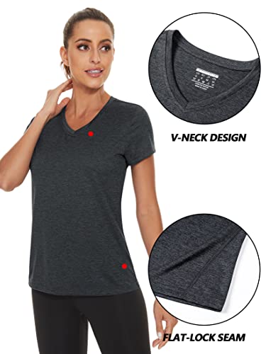 Tacvasen Lightweight Short Sleeve For Women Outdoor Running Hiking Athletic Quick Dry T-Shirts Black,L #TOP4