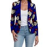 CPFZUO African Coat for Women Dashiki Blazer Kente Print Jacket Clothes Ankara Attire Notched Lapel Formal Top v69 3X-Large