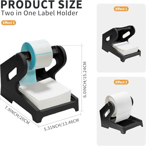 Image of BEEKAY Thermal Label Holder Stand for Roll & Fan-Fold Labels Universal Label Roll Holder for 4x6, 4x4, 3x5, 3x2, 2x1, Label Roll Heavy-Duty Plastic Stand