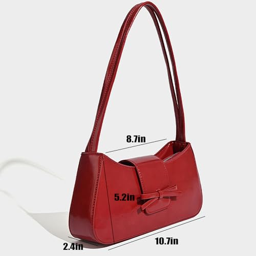 Image of Shoulder Bag for Women Coquette Bow Purse | Y2K Trendy, PU Leather, Small Cute Bag, Mini Hobo Handbag
