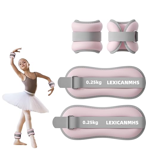 LEXICAMHS Adjustable Ankle Weight Armbands, Foot / Wrist Weight Armband, 2 x 0.25kg/0.5kg, Suitable for Beginners and Kids, Dance Exercises, Walking, Jogging