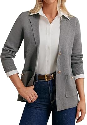 GRACE KARIN Blazers for Women - Dressy Casual Cardigan Sweater Knit Suit Jacket for Work and Office