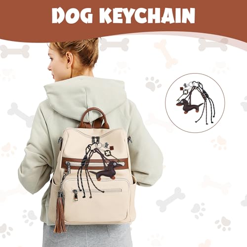 Roinaid Taschenanhänger Niedlich Bag Charms Leder Dackel Anhänger,Taschen Charms Exquisit und Praktisch Anwendbar Auf Schultaschen Rucksäcke Sporttaschen für Damen und Mädchen(Kaffeefarbe)