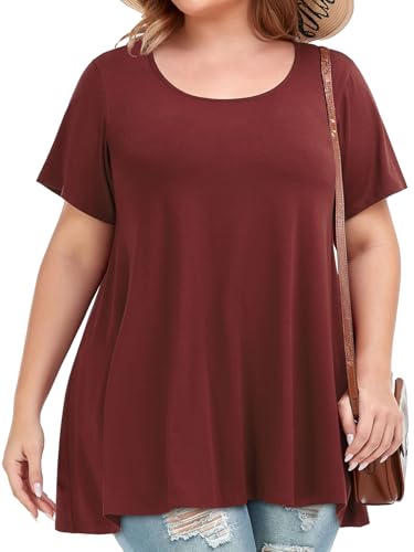 Image of JOELLYUS Plus Size Tops for Women Tunic Floral Casual Short Sleeves T Shirts Flowy Blouses 2026