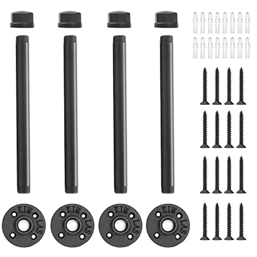 Bailoo Industrial Pipe Clothing Rack 12 Inch 4 Pack, Wall Mounted Clothes Rack Heavy Duty Rustic Vintage Steel Black Metal Clothing Hanging Rod #TOP3