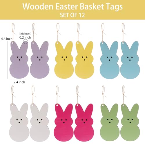 Easter Decorations-12PCS Easter Basket Name Tags-DIY Blank Wooden Easter Bunny Tag-Farmhouse Easter Gifts Tags for Easter Spring Party Favor Decoration Supplies (Bunny) by Buttools - Image 4