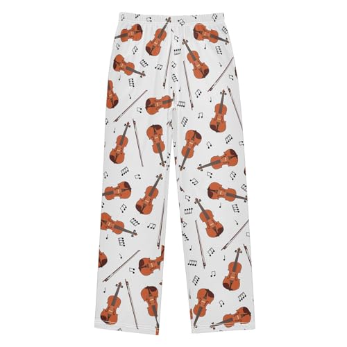 ZZKKO Violins Notes White Boys Pants for Kids Jogger Pants with Pockets S-XL