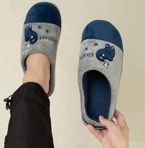 Unisex Slipper Cartoon Elephant House Shoes Fuzzy Scuff Slippers Soft Comfy Memory Foam Non-slip Cotton Shoes for Women Men2