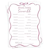 Jdgbo Bridal Shower Games for 30 Guests, Bridal Word Scramble, Pink Bow Wedding Party Activities, Engagement Bridal Shower Party Activities for Reception -pink12