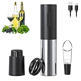 🍷【Diseño Inteligente】El abrebotellas eléctrico está hecho de ABS y acero inoxidable. Cuando esté funcionando, la luz LED azul integrada se encenderá automáticamente. Este sacacorchos eléctrico proporciona un proceso de apertura visible y una gran experiencia de usuario.