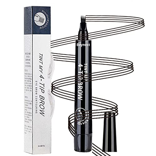 Beynest Microblading Eyebrow Pen,Eyebrow Pencil with a Micro-Fork Tip Applicator,Tat Brow Pen,Waterproof Long Lasting Natural Eyebrow Makeup Black, 0.17 Ounce (Pack of 1)