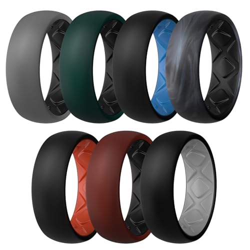 Egnaro Men's Silicone Wedding Rings, 1-7 Multipack of Flexible Rubber Bands by Egnaro - Used condition - US$11.19