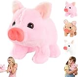 Electric Pig Plush Realistic Toy, Walking Piggy Pet Interactive Crawling Piglet, Lifelike Animated Walk Pig, Moving Mouth & Walking Piggy, Stuffed Animal Gift for Pets Lovers (Pink)