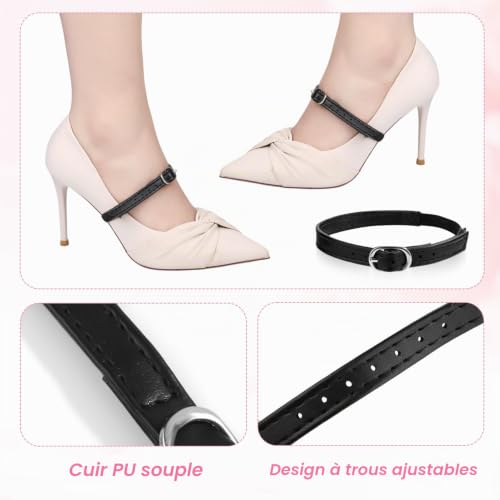 NQEUEPN 2pcs Sangles de Chaussures, Sangles à Talons Hauts Extension de Sangle de Chaussure Sangles de Cheville de Remplacement pour Femmes Filles Dame Talons Hauts Tenant des Talons Lâches – vue 3