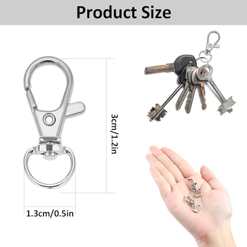 60PCS Swivel Clasps Lanyard Snap Hook, Keychain Hook Clip, Metal Swivel Key Chain Clip Hook Keychain, Lobster Claw Clasp