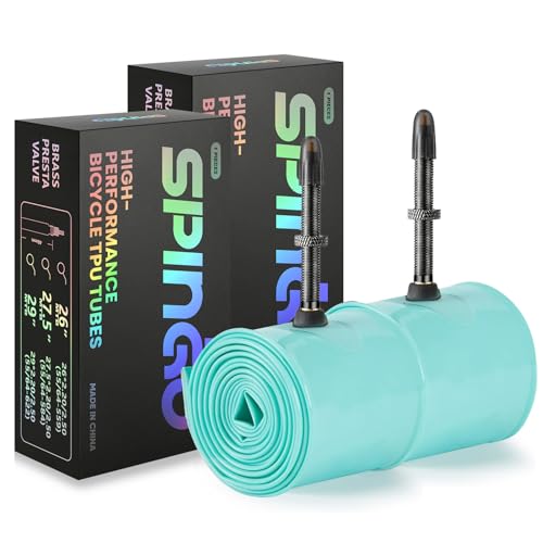 SPINGO Metallventil MTB TPU Fahrradschläuche 29 Zoll /27 5Zoll /26Zoll 2 Pack Ultraleichte TPU Schlauch für Mountainbikes 2.22.5 mit 48mm Presta Ventil