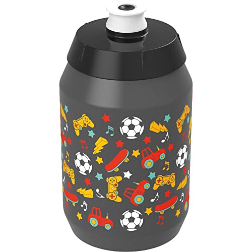 POLISPORT 8649300002 - Bidón Move Kids de diseño ergonómico para Niños con Capacidad de 450ml. Botella de Agua para Bicicleta Sin BPA en Color Gris