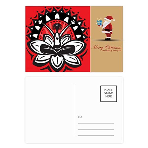 Cartes postales Père Noël mexicain Lotus Silhouette pour cadeaux de fin d'année