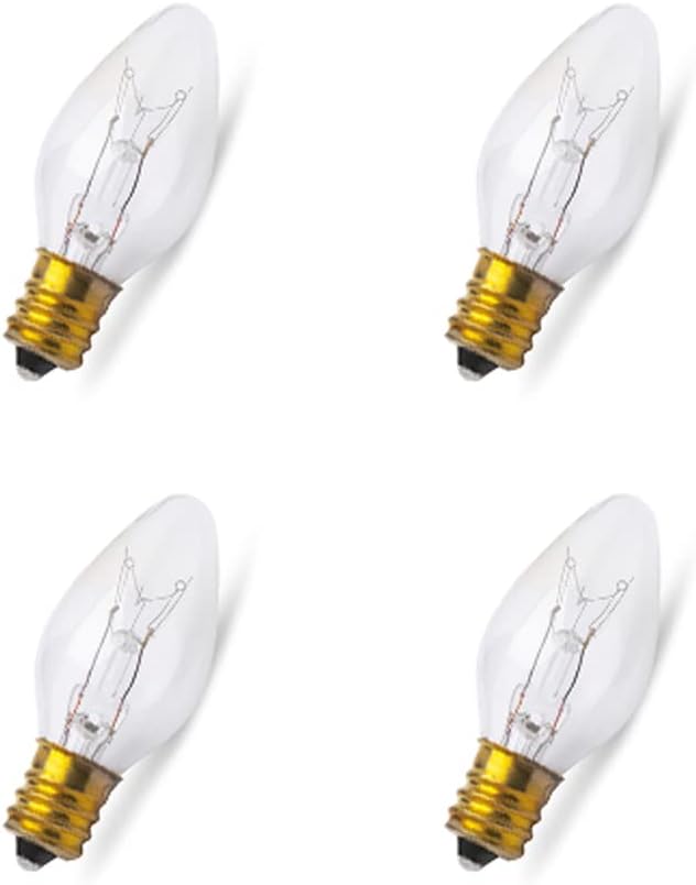 lumenivo 7 Watt Night Light Bulbs for Electric Window Candle Lamps, Salt Lamps, Christmas Villages, Chandeliers Replacement for Creative Hobbies 3228x25 7C7/CL E12 Base - Clear - 25 Pack