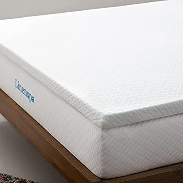 Linenspa Materac wierzchni 120 x 190 cm, wysokość 5 cm – nakładka na materac z pianki żelowej z pamięcią kształtu i poszewką z zamkiem błyskawicznym nadającą się do prania – Öko-Tex