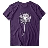 Knöpfen Kurzes ärmel Coole Löwenzahn Große Größen T-Shirts Frauen Neujahrs Rundhalsausschnitt T-Shirts Polyester Tailliertes Wandern Legere Tshirt Women F1014