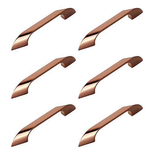 Image of LAPO 4 Inch Cabinet Handles for Daily Use, Crafted for Cabinet Drawers and Wardrobe, Scratch Free Surface, Simple Installation, 3 Years Warranty (96mm, PVD Rose Gold Finish, Pack of 6) - Twist
