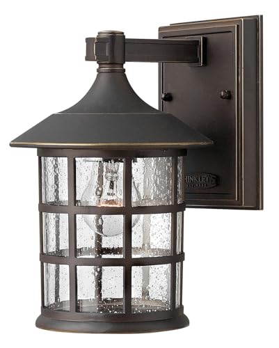 Hinkley Freeport 1800OZ Small Outdoor Wall Mount Lantern - New England Design, Cast Aluminum, Clear Seedy Glass - Oil Rubbed Bronze