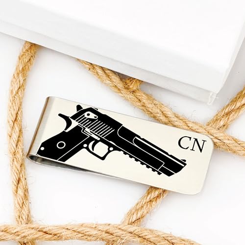 Police Gun Money Clip Personalized Men's Wallet Initials Police Officer Gun Initials Money Wallet Personal Money Wallet Clip Police Weapon GUN-MONEY3