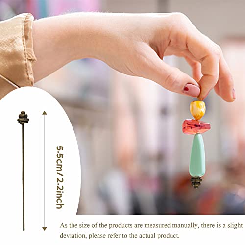 Ecloud Shop 50 x Metal Nail Needles 55 mm Flower Colour Silver