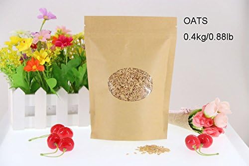 SumDirect Kraft Stand Up Pouches, 50 Pcs Zip Lock Stand-up Reusable Sealing Food Pouches with Transparent Window and Tear Notch for Storing ,Cookie,Dried Foods,Snack,5.5x 7.4 inches,4.4oz