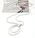NVENF Long Sweater Chain Double Circle Pendant Necklace Bold Snake Chain Women Statement Necklace (Silver-tone)