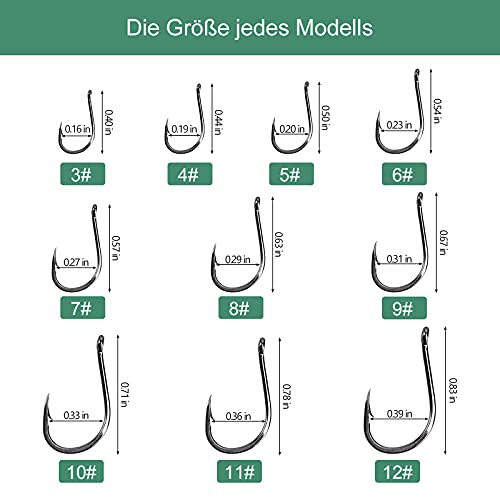 100-Stueck-Angelhaken-aus-Kohlenstoffstahl-Karabinerhaken-mit-Widerhaken-Drehgelenk-fuer-Angelkugellager-mit-Kunststoffbox-Angelzubehoer-Kit-Groesse-3-12