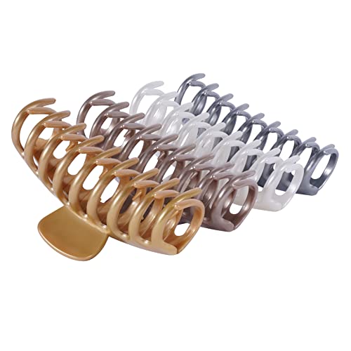 Johnbee Hair Clips - 6 Pcs Nonslip Hair Claw Clips - 4 Claw Clips For Thick Hair & 2 Small Hair Clips - Strong Hold Hair Clips For Women Styling- With A Hair Comb (Multicolor)
