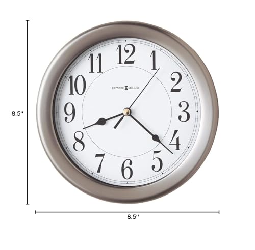 Howard Miller Fernan Lake Village 8.5" Round Wall Clock - Brushed Nickel, Quartz Movement