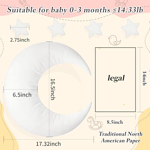 IGMaryBox Baby Moon Star Pillow Newborn Posing Pillow Newborn Photography Posing Pillows Infant Photography Props Set (White)