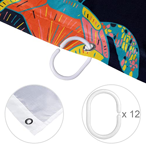 Rideau de douche tortue multicolore pour baignoire lumineuse