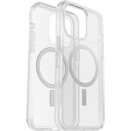 Image of OtterBox iPhone 15 Pro Max Symmetry Series Clear Case - Stardust (Clear /Silver), Snaps to MagSafe, Ultra-Sleek, Raised Edges Protect Camera & Screen, Ultra-Thin, Sleek iPhone Case