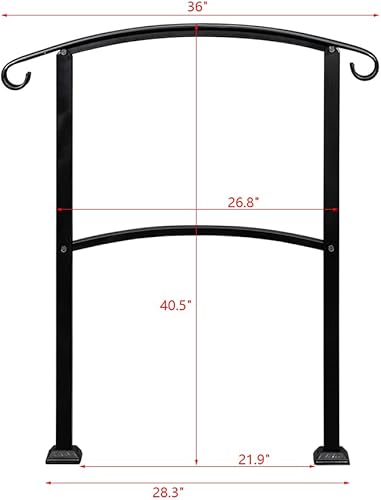Miniatura 6 de Pasamanos para escalones al aire libre, barandilla ajustable para escaleras al aire libre para 1-3 escalones, pasamanos de hierro forjado con kit de