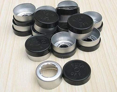200pcs/lot 13mm aluminum plastic caps flip off caps tear off caps for glass vials (Black with flip off letter)